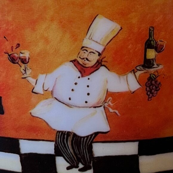 Set of 3 CYPRESS HOME Chef Pattern Ceramic Mugs / Soup Bowls with Handles - Picture 6 of 10